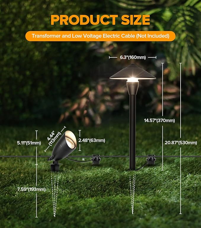 LUTEC 12V Low Voltage Landscape Lighting, Die-cast Aluminum Spot Lights with Connectors, Low Voltage Pathway Lights | Lumora