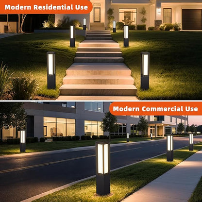 Solar Pathway Lights Outdoor, 31.5" Solar Bollard Light Outdoor, IP65 Waterproof Landscape Path Lights, 3000K LED Driveway Light, Modern Commercial Pathway Lighting for Walkway Garden Lawn Patio