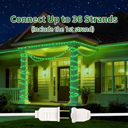 20FT St Patrick's Day Garland Lights, Plug in Outdoor Green Global String Lights and Tinsel Shamrock Garland Set, Parallel Connectable for Home Garden Irish Saint Patrick Party Decorations