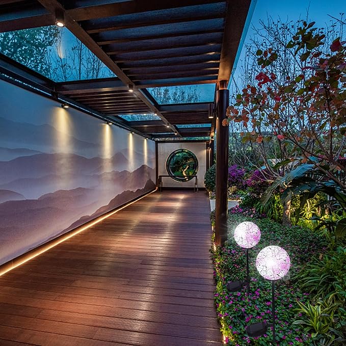 Solar Mosaic Ball-Shaped Lawn Light Waterproof Outdoor Solar Garden Pathway Light Ground Insert Lamp for Patio Backyard Landscape Decor