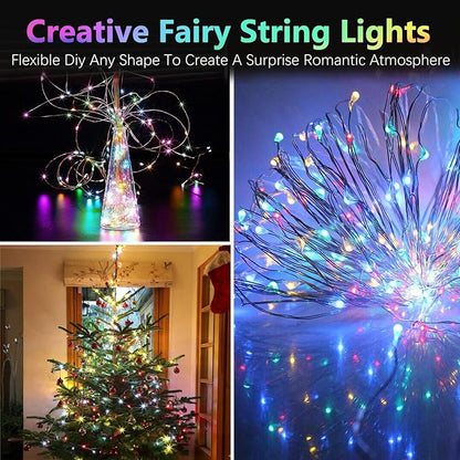 2 Pack Christmas Fairy Lights Battery Operated, 20FT 60LED RGB Color Changing String Lights, Indoor & Outdoor Twinkle Light with Timer and Remote for Bedroom Wedding Birthday Christmas Decorations