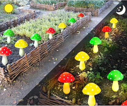 Upgraded Outdoor Solar Garden Mushroom Lights(6 Mushrooms Lamps), 8 Modes Outside Waterproof Solar Powered Christmas Lights Decoration, Yard, Lawn, Pathway... (Multi-Colored)