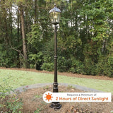 Gama Sonic Outdoor Solar Lamp Post Light, Brushed Bronze Aluminum and Rain Glass Panels, 10-Year Royal Bulb, Warm | Lumora