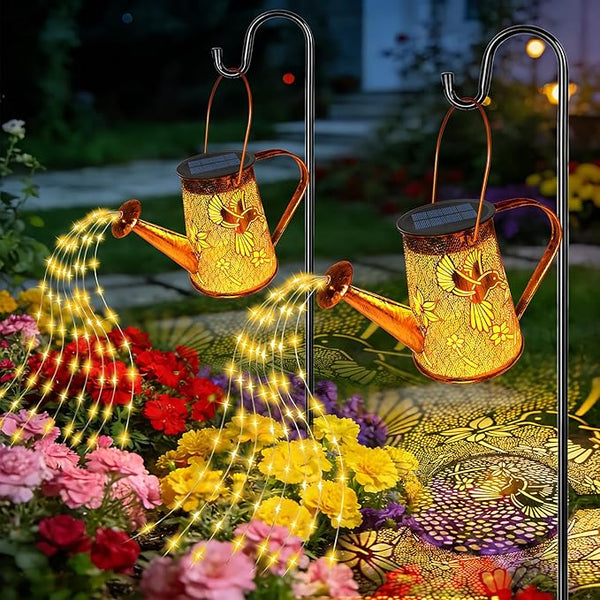 2 Pack Solar Watering Can Lights, Hummingbird Gifts for Women Mom Grandma Birthday, Waterproof Outdoor Garden Decor | Lumora