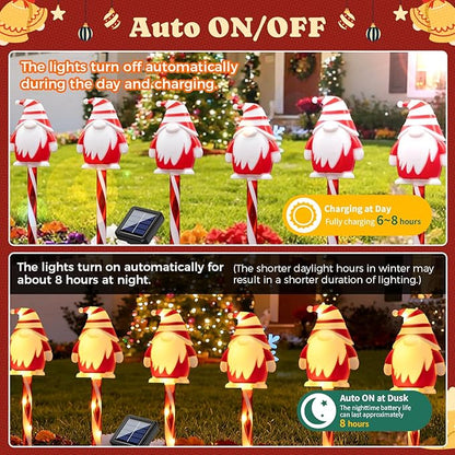5 Packs Christmas Elf Solar Garden Light with 8 Light Modes, 15.75 Inches Tall Christmas Patio Outdoor Light, IP65 Waterproof, Auto ON/Off, Solar Xmas Light for Pathway, Courtyard