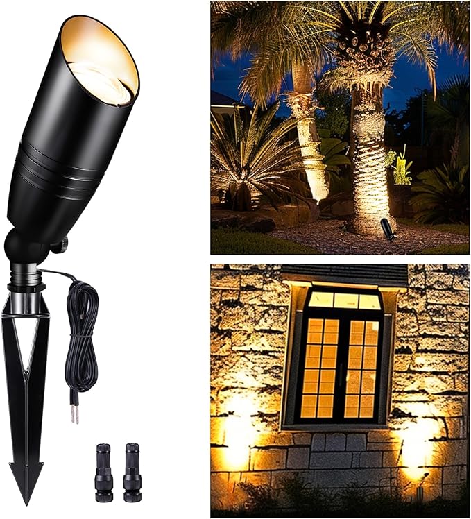 Low Voltage Outdoor Spotlight, Black LED Landscape Spot Light, Waterproof Aluminum Fixture for Garden Porch House Without MR16 Bulb
