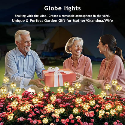 Outdoor Solar Lights for Yard, 4 Packs 16LED, Solar Globe Lights Outdoor, Garden Decor for Outside, Patio Decor for Outside, Unique Gifts for Women, Gifts for Grandma