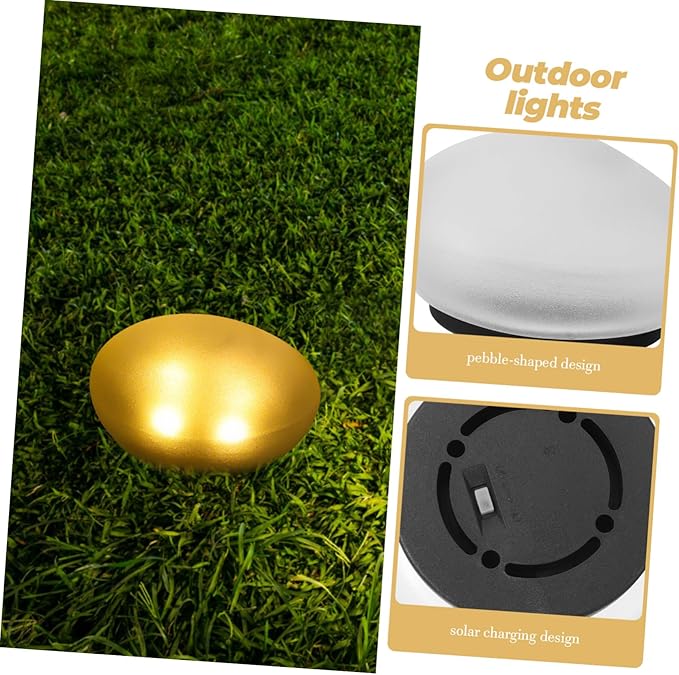 Solar Pebble Shape Garden Light Outdoor Decorative Lamp for Backyard Warm Light Solar Led