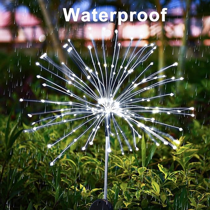 JJGoo Solar Firework Lights, 2 Pack 120 LEDs 2 Lighting Modes Solar Garden Lights Outdoor Waterproof for Yard Patio | Lumora