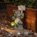Solar Dragon Garden Statue with Lantern, Resin Outdoor Yard Decor Figurine, Waterproof Solar Powered Light for | Lumora