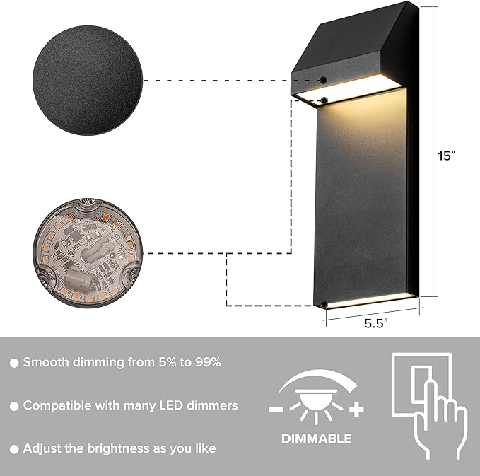 Modern LED Outdoor Wall Sconce Twins Integrated LED Outdoor Wall Mount,Anti Rust Textured Black Suit for Wet | Lumora