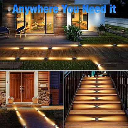 Quntis Solar Driveway Lights Outdoor Waterproof 12 Pack, LED Solar Deck Lights Dock Lighting, Dusk to Dawn Fast Charging, Warning Step Light for Driveway Sidewalk Pathway Stair Garden Yard, Warm White