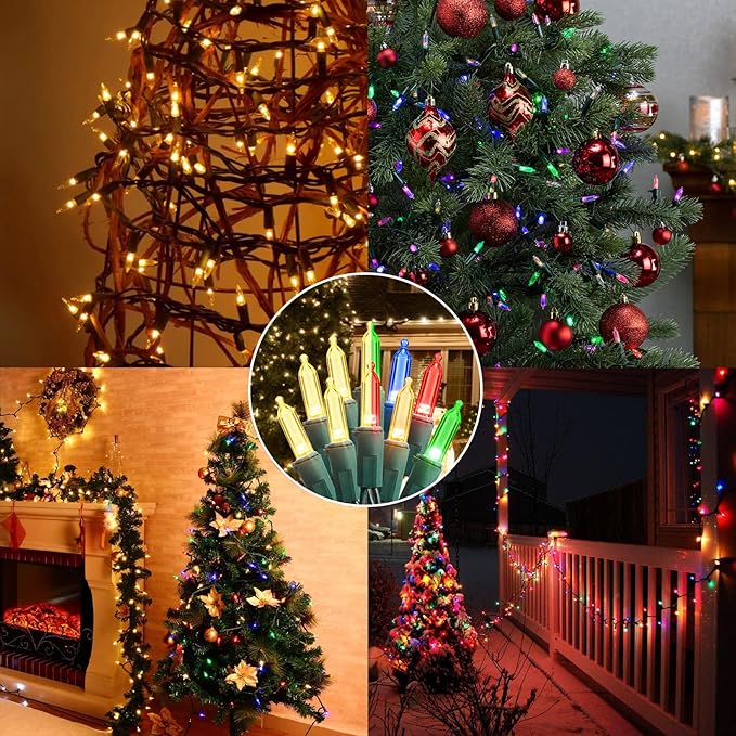 Brizled Color Changing Christmas Lights, 33ft 100 LED Christmas Lights Connectable, 12 Modes Warm White & Multicolored Xmas Light with Remote, Dimmable Xmas Tree Light for Indoor Outdoor Decor