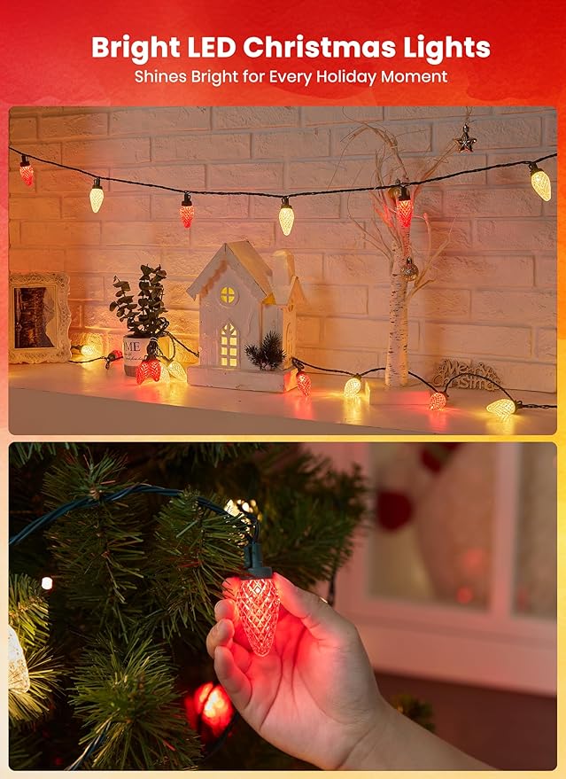 C9 LED Christmas Lights Outdoor, 81 Feet 100 LED String With Timer & 8 Light Mode, Waterproof Commercial Grade | Lumora