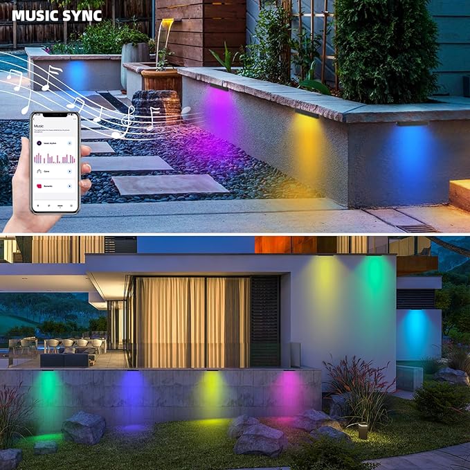8 Pack 7 Inch 5W Retaining Wall Lights Outdoor, RGBCW LED Hardscape Lighting Color Changing, Low Voltage Landscape | Lumora