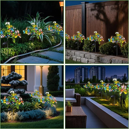 Anothera 4Pcs Solar Butterfly Lights Features Flashing or Steady-on Modes, Waterproof Sunflower Garden Lights for Outdoor Patio, Lawn, Yard, Valentine's Day Gifts for Wife and Girlfriend