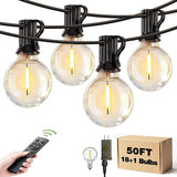 Outdoor Patio String Lights Waterproof with Remote, 50FT 18+1 G40 Edison LED Shatterproof Bulbs Hanging Outside | Lumora