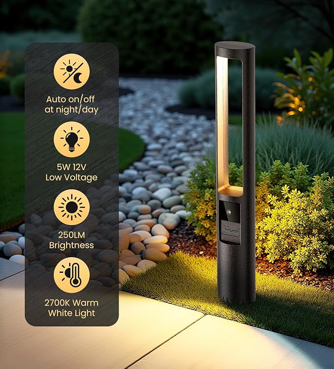 MEIKEE 5W Low Voltage Pathway Lights, 2700K 250LM LED Landscape Lighting, Auto On/Off, 12-24V, Aluminum Waterproof | Lumora