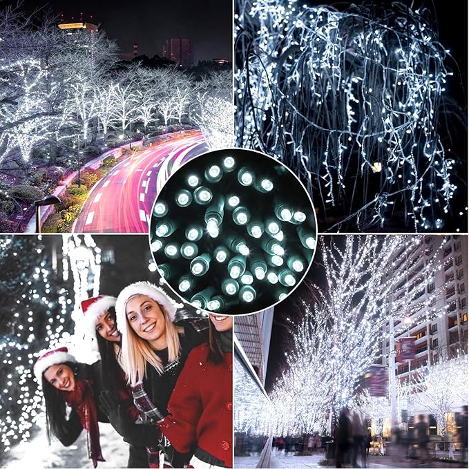 100 Counts Cool White LED Christmas Lights – 50ft 5mm White Christmas Lights Outdoor Commercial Grade Waterproof | Lumora