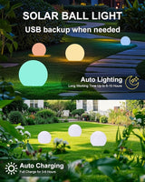 shumi 8-inch Solar Globe Lights Outdoor Waterproof, LED Solar Ball Light Outdoor 16 RGB Colors 4 Modes with Remote | Lumora