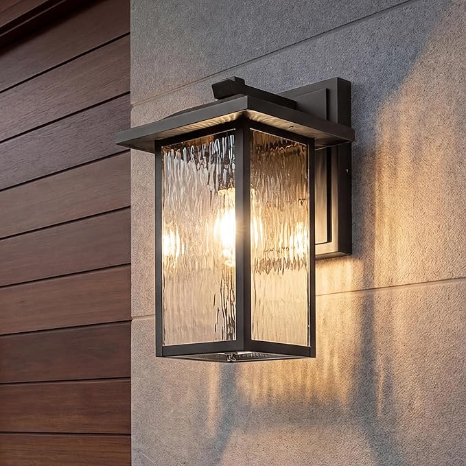 Kichler Capanna 13.25" Outdoor Wall Light in Olde Bronze®, 1-Light Exterior Wall Sconce Porch Light with Clear Water Glass, (13.25" H x 8.5" W), 49925OZ