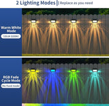 Solar Powered Fence Deck Lights Outdoor Waterproof Led IP65 RGB Color Changing/Warm White Auto On/Off Solar Step | Lumora