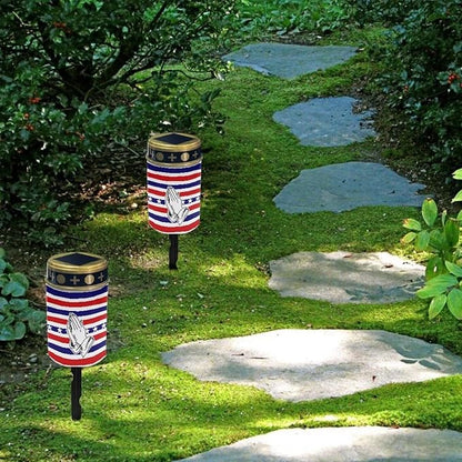 Waterproof American Flag Solar Lights Outdoor Solar Garden Light Prayer Print Landscape Path Light LED Solar Lights Outdoor for Yard Lawn Memorial Cemetery Solar Light for Grave