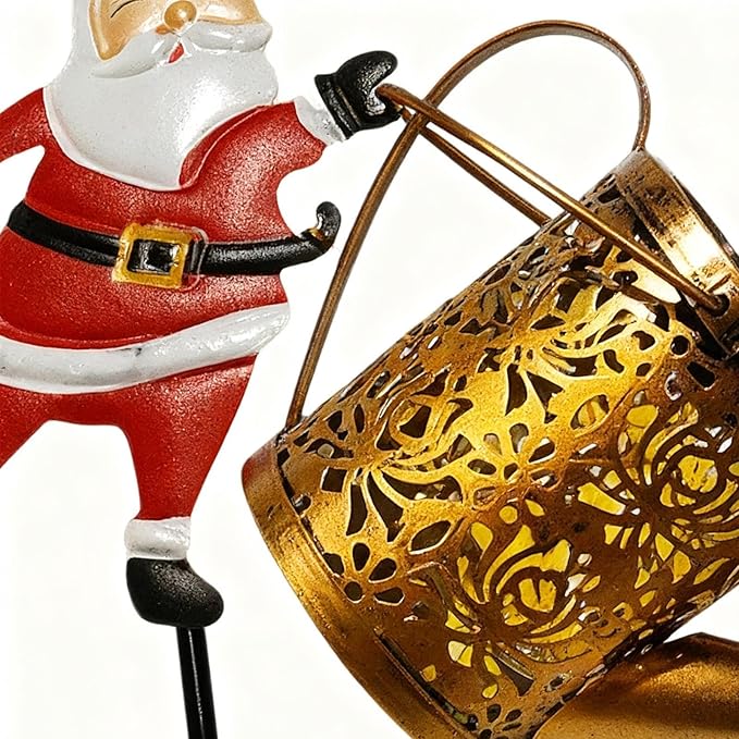 Christmas Claus Solar Kettle Lights Garden Lawn Decorative Lights，Solar Santa Claus Watering can Light, Santa Cla us Kettles Ground Lamp Led Night Lights for Patio, Yard and Pathway,22x17x10.5cm