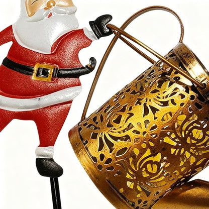 Christmas Claus Solar Kettle Lights Garden Lawn Decorative Lights，Solar Santa Claus Watering can Light, Santa Cla us Kettles Ground Lamp Led Night Lights for Patio, Yard and Pathway,22x17x10.5cm