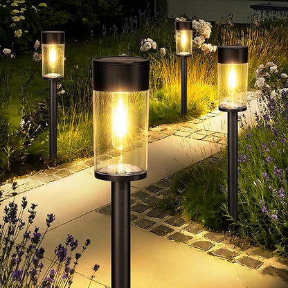 UME 12 Pack Solar Pathway Lights Outdoor, 3000K LED Landscape Lighting for Yard, Lawn, Walkway, Driveway, Patio Decor