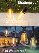 Gpatio 30ft Waterproof Patio Lights With 16 Dimmable Hanging Lights Globe ST38 - Outdoor Security Flood Light | Lumora