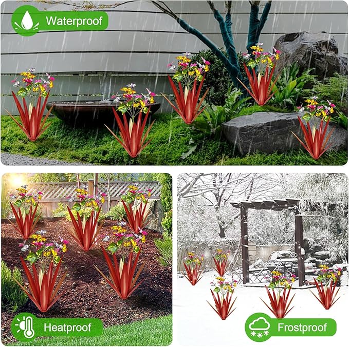 TOMBABY Garden Outdoor Butterfly Enlarge Thickened Wind Resistant Metal Agave Garden Art Metal Plant Country | Lumora