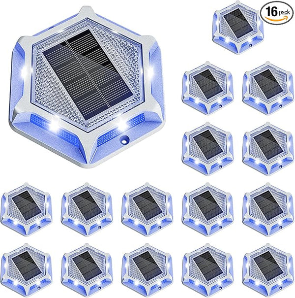 VOLISUN Solar Driveway Lights Dock Outdoor Waterproof Marker Lights,16 Pack Solar Deck Lights 2 Colors in 1 Led | Lumora