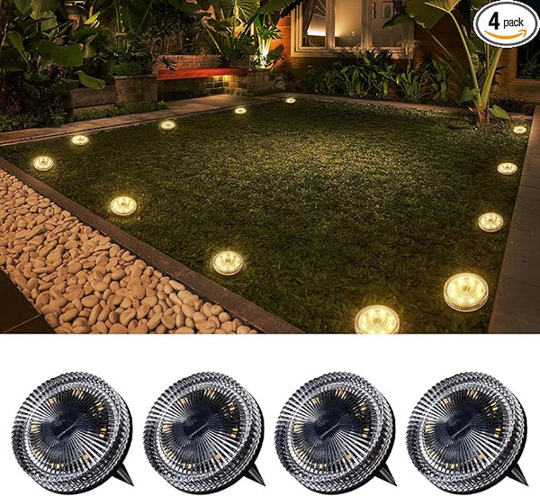 Glass Solar Ground Lights with Ray Style, Modular-Design Waterproof In-Ground Light for Patio Pathway Lawn Yard | Lumora