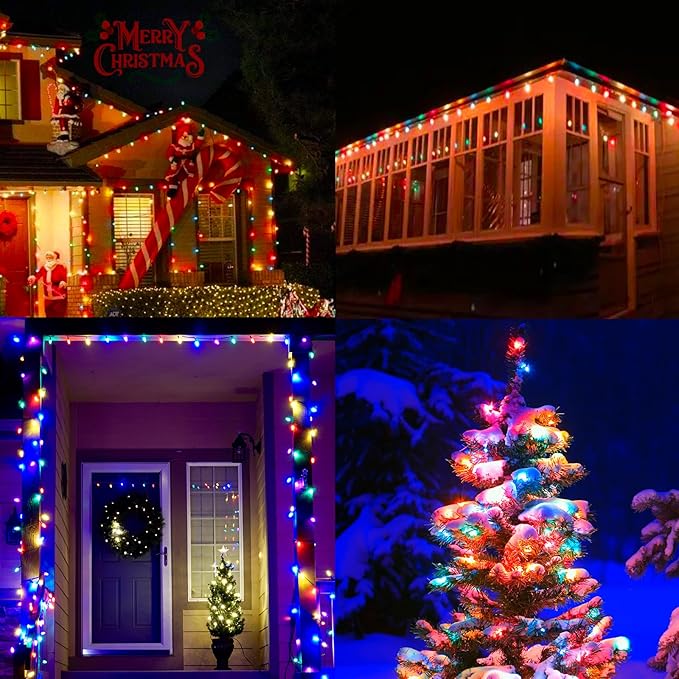 C9 Christmas Lights Outdoor 25Ft Vintage Incandescent Christmas Lights with 26 Multicolor Ceramic Glass C9 Bulbs(1 Spare), Extendable Xmas String Light for Outside Patio Roofline Party Decorations