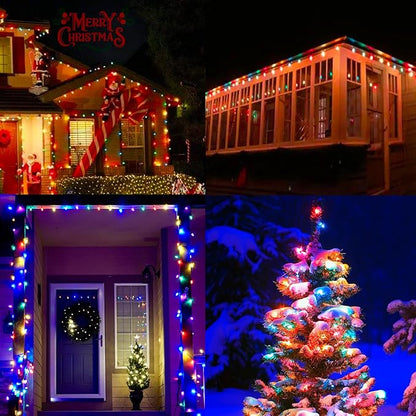 C9 Christmas Lights Outdoor 25Ft Vintage Incandescent Christmas Lights with 26 Multicolor Ceramic Glass C9 Bulbs(1 Spare), Extendable Xmas String Light for Outside Patio Roofline Party Decorations