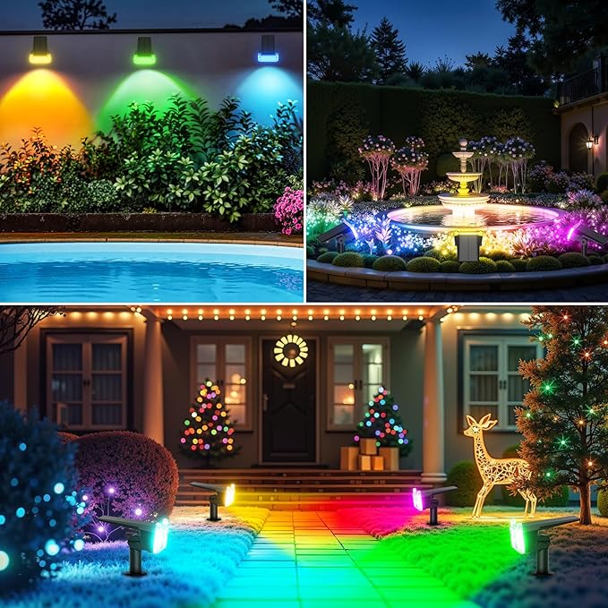 WdtPro Solar Color Changing Spot Lights, 8 Lighting Modes Solar Lights Outdoor Waterproof, Multicolor RGB Outdoor | Lumora