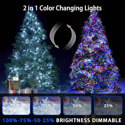 JMEXSUSS 200LED 66Ft Connectable Christmas Lights Indoor Outdoor Clear Wire | White to Multicolor String Lights | Twinkle Fairy Light Plug in for Bedroom Classroom Wedding Tree Patio Xmas Decor