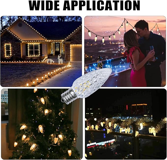 C9 Christmas Light Bulbs 50 Pack, Shatterproof Replacement LED Bulb, 2700K Warm White Fairy Lights for Indoor and | Lumora