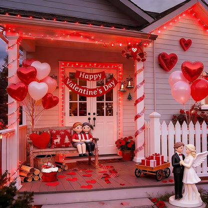 LAMPHOME Valentine’s Day Red String Lights Indoor, 600LED (12pk of 50L) Christmas Lights Outdoor Waterproof, Fairy Light Plug in for Party Carnival Supplies, Tree Wedding Xmas Yard Garden Decor