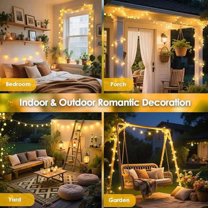 LORRYTE Connectable 43FT 100LED Globe String Lights | 8 Modes Warm White String Lights Plug in with Remote | Hanging Fairy Light for Indoor Outdoor Bedroom Party Classroom Christmas Tree Decor