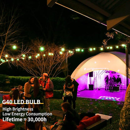 40FT LED Outdoor String Lights Waterproof, G40 LED Globe Outdoor Light for Patio with 27 Edison Vintage Shatterproof Bulbs, Connectable Backyard Lights for Garden, Bistro, Porch, Halloween