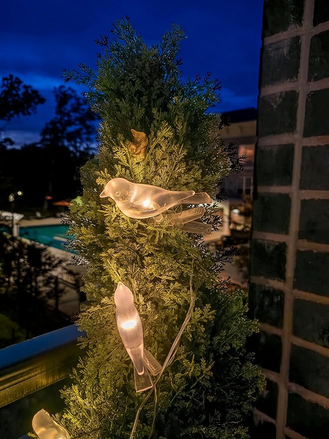 5 STAR SUPER DEALS Solar LED Bird Clip On String Lights - 5PC Set - Solar Powered Decorative Lights for Garden, Balconies, Trees, Bird Baths, Pathways & Fences