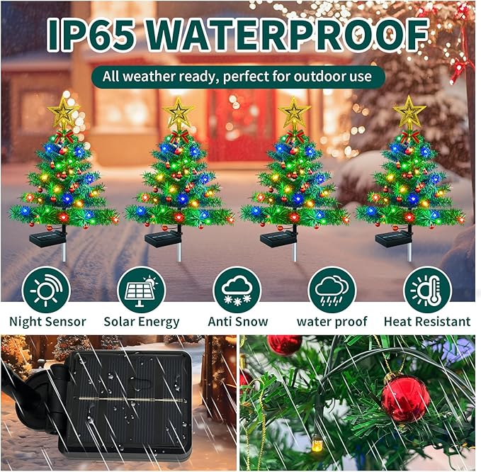 Upgraded Solar Outdoor Christmas Tree Lights Multicolor, 800mA Solar Powered Outdoor Lighted Xmas Tree Waterproof | Lumora