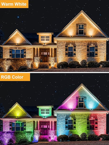 ZUCKEO Christmas Spotlights LED Outdoor Spot Lights for Yard, 10W RGB Landscape Lights Color Changing, 120V Waterproof Spotlight with Plug & Remote for House Garden Path Tree Decoration(2Pack)