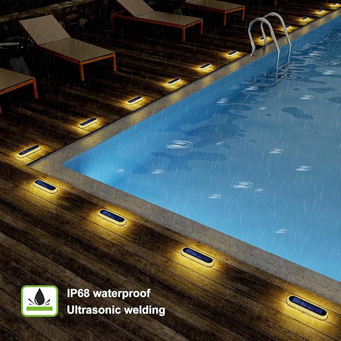 Solar Deck Lights, 6 Pack Waterproof LED Path Lights, Outdoor Solar Step Lights, Solar Powered Light Bar for | Lumora