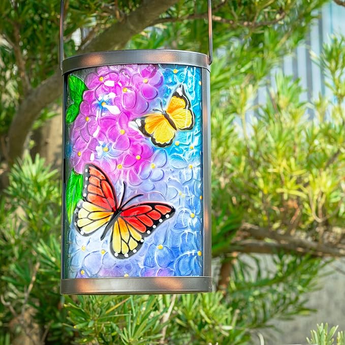 MUMTOP Hanging Solar Lantern Outdoor Waterproof LED Solar Lights Butterfly Decorative Solar Lanterns Tabletop Lamp | Lumora