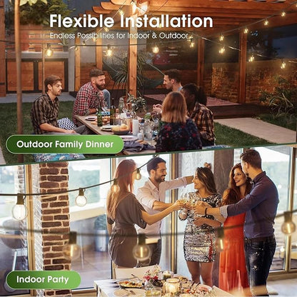 Solar Outdoor String Lights Patio Bistro Lights, 25ft 267LED G40 Bulbs, USB Rechargeable Portable Edison Café String Lights for Porch, Pergola, Backyard, Garden, Pool, Party, Camping (1)