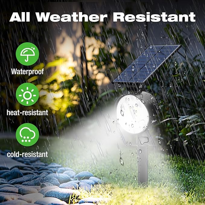 nipify 6 Pack Solar Spot Lights Outdoor Waterproof with 3 Modes, Solar Spotlight Light for Outside Yard Landscape | Lumora