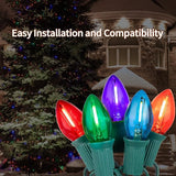 25FT C7 LED Christmas Lights Indoor Outdoor, 25 Multicolor Waterproof Bulbs, Connectable Dimmable String Lights | Lumora